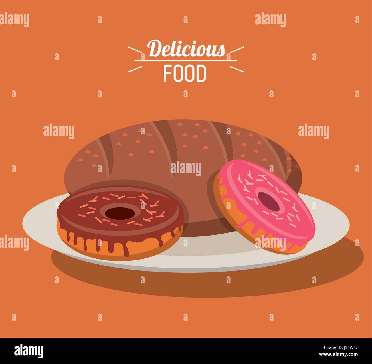 delicious food bakery dessert donuts and bread Stock Vector Image & Art ...