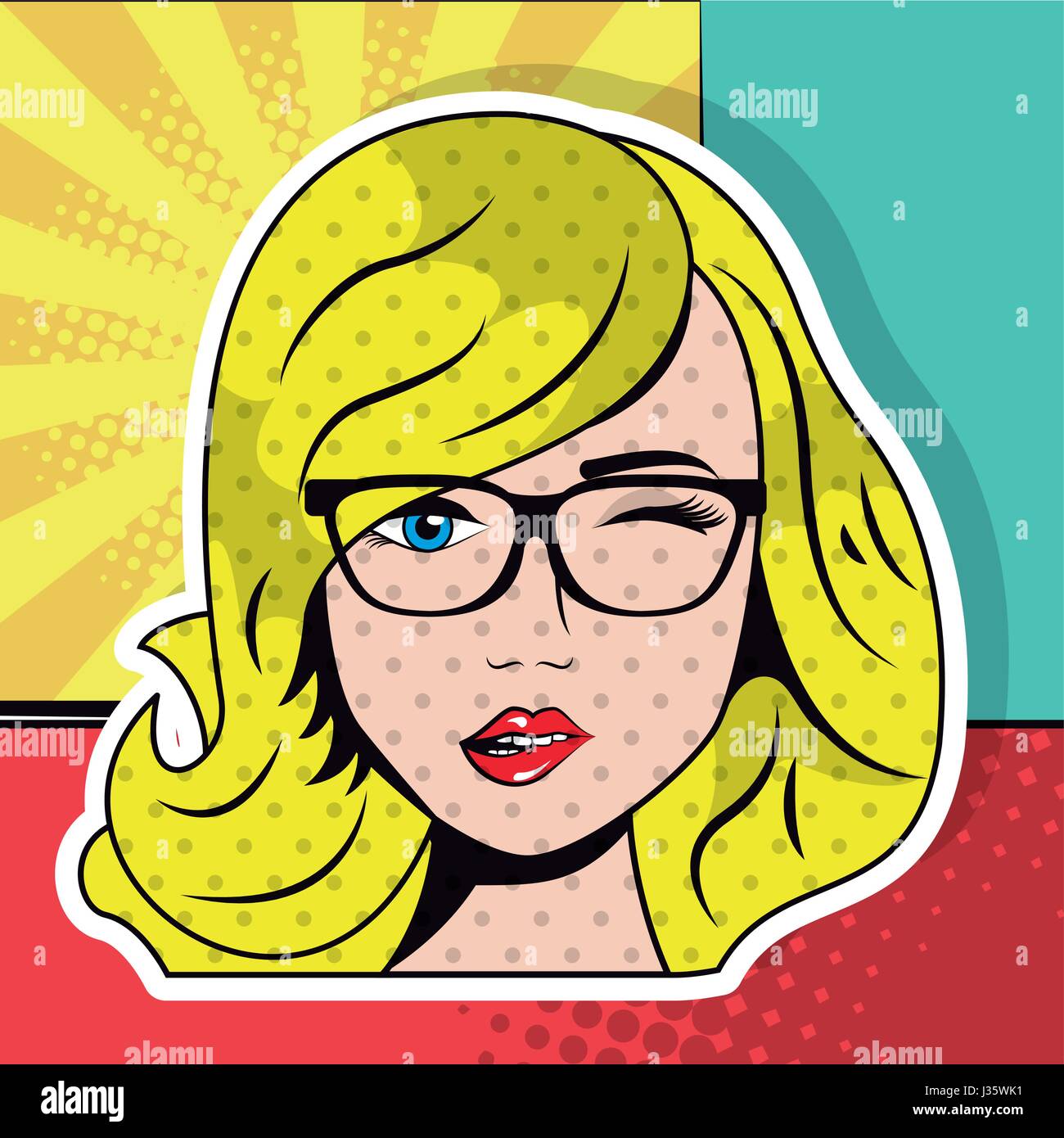 blonde woman wink with glasses pop art comic Stock Vector Image & Art -  Alamy