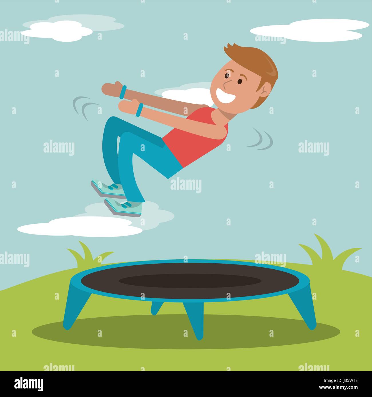 boy practicing jumping trampoline sport design Stock Vector Image & Art Alamy