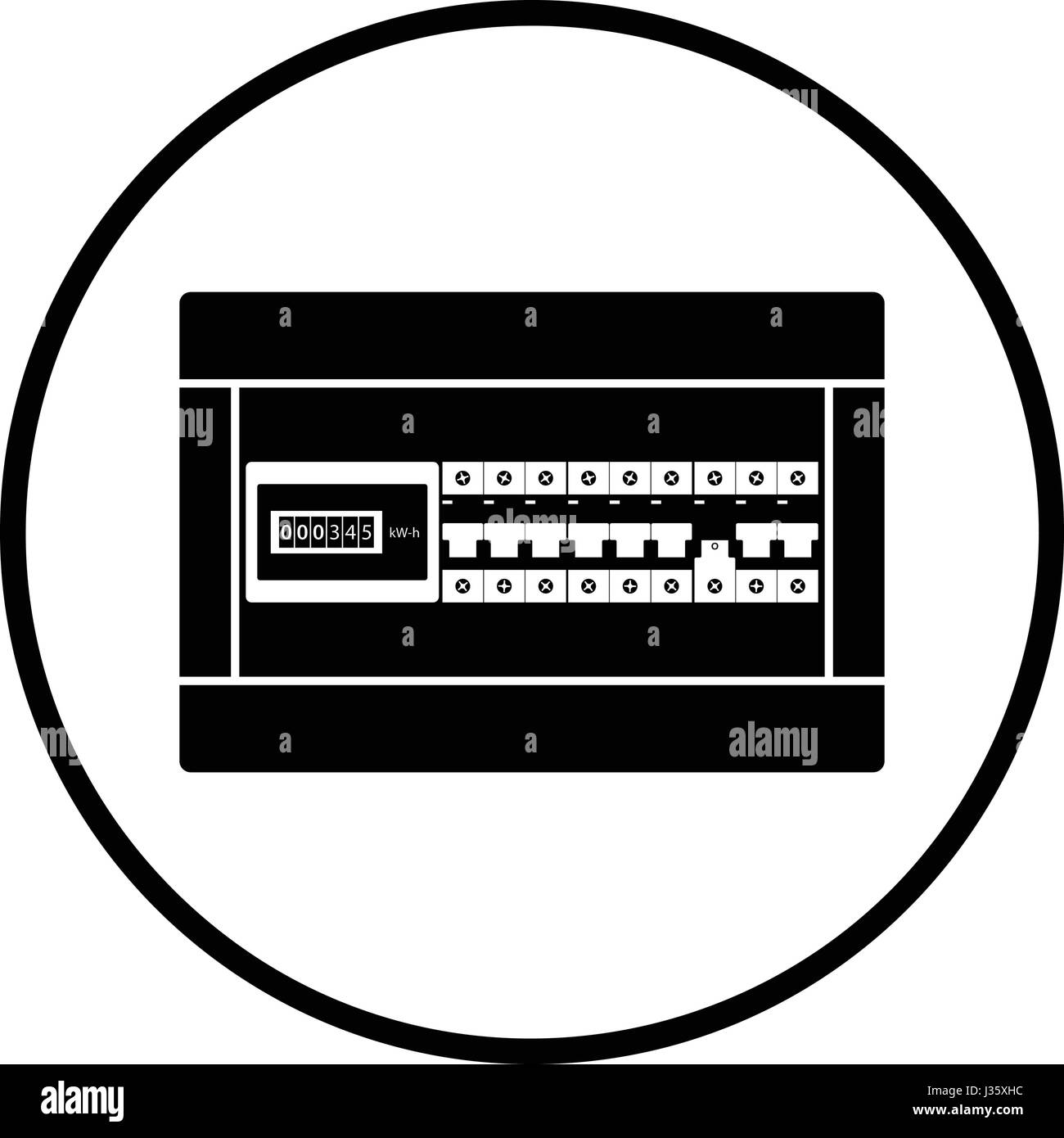Electrical panel circuit breakers Black and White Stock Photos & Images Alamy