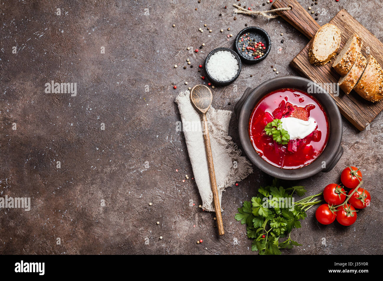 Russian soup - red borscht Stock Photo