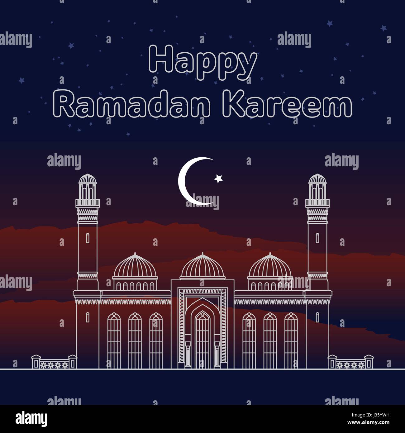 Eid Mubarak, Ramadan greeting card vector illustration. Stock Vector