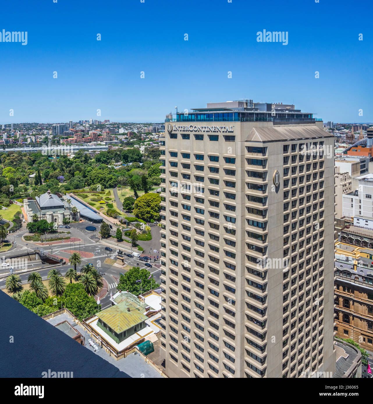 Australia, New South Wales, Sydney, view of the Hotel Inter-Continental Sydney against the backdrop of the Sydney Conversatorium of Music and the Roya Stock Photo