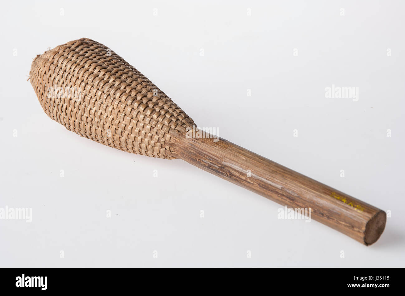 African handmade instrument, rattle isolated on white background Stock