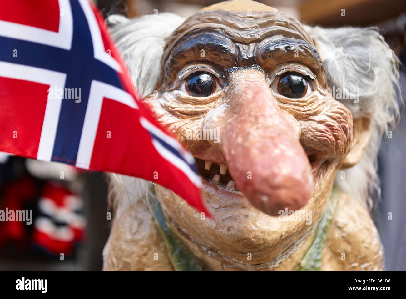 Norway. Troll head with norwegian flag. Scandinavian symbol. Horizontal ...