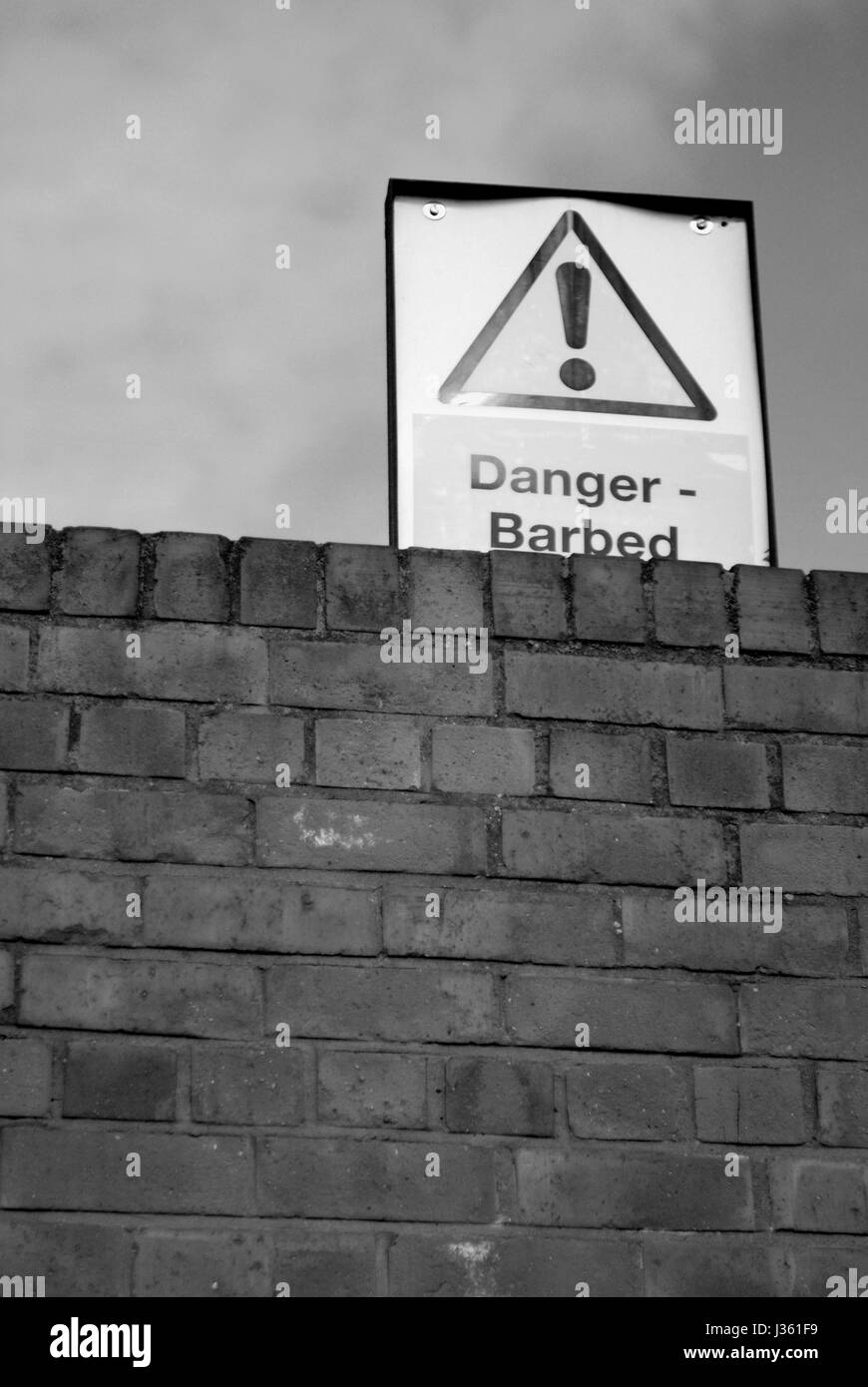 Danger barbed wire Stock Photo