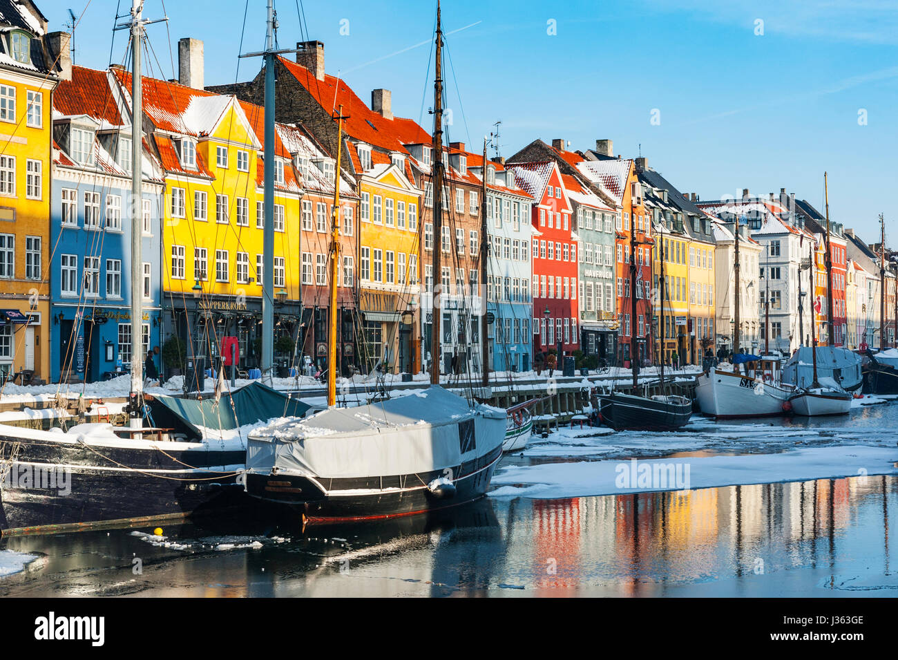View of Nyhavn harbour in winter in Copenhagen, Denmark Stock Photo - Alamy