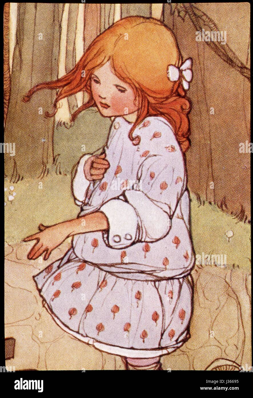 Illustration by Mabel Lucie Attwell  Alice in Wonderland, by Lewis Carroll  London, Raphael Tuck, 1910. Stock Photo