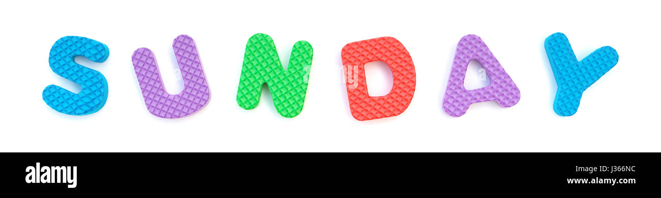 word of SUNDAY shaped by alphabet jigsaw puzzle on white Stock Photo ...
