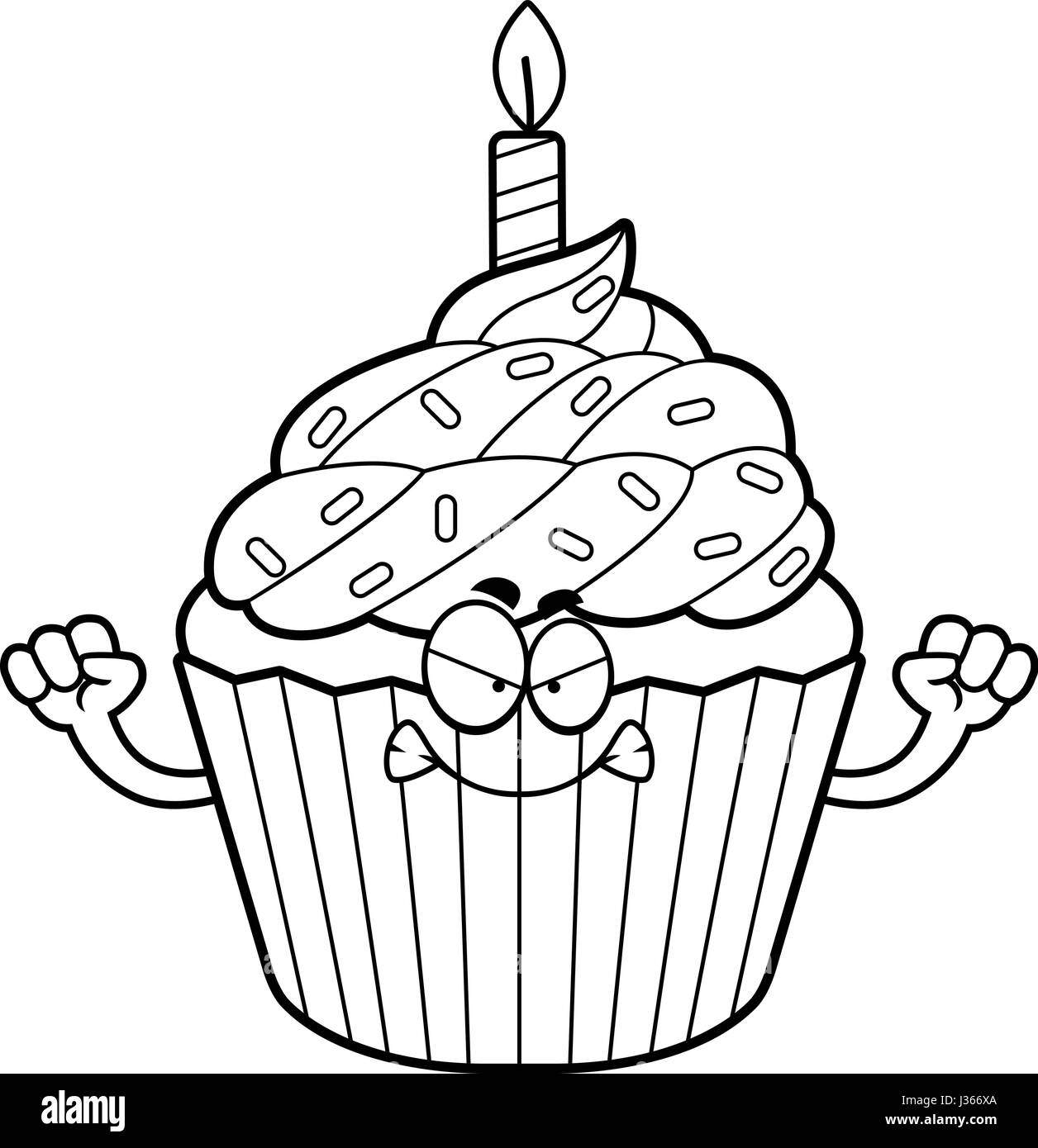 A Cartoon Illustration Of A Birthday Cupcake Looking Angry Stock Vector Image Art Alamy