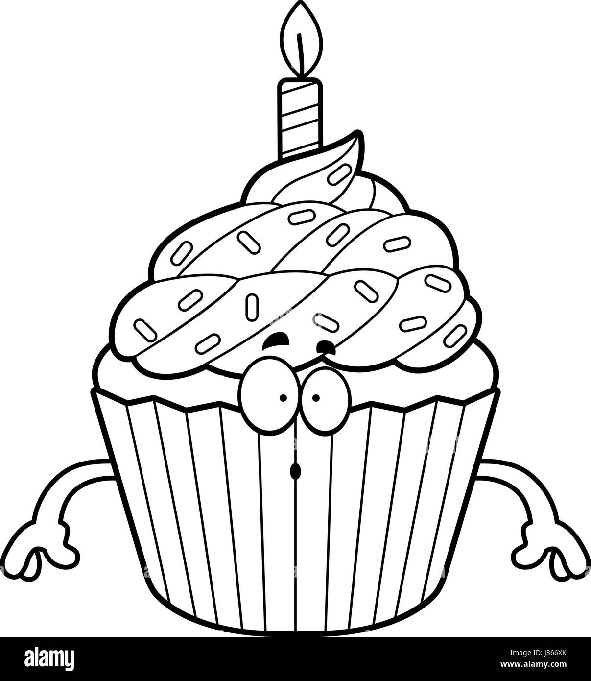 A Cartoon Illustration Of A Birthday Cupcake Looking Surprised Stock Vector Image Art Alamy