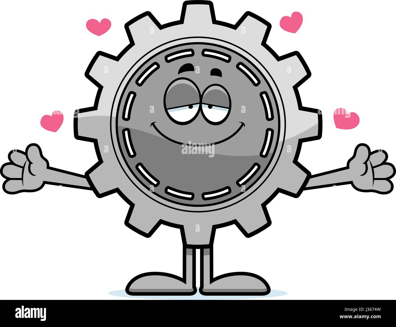 A cartoon illustration of a gear ready to give a hug Stock Vector Image ...