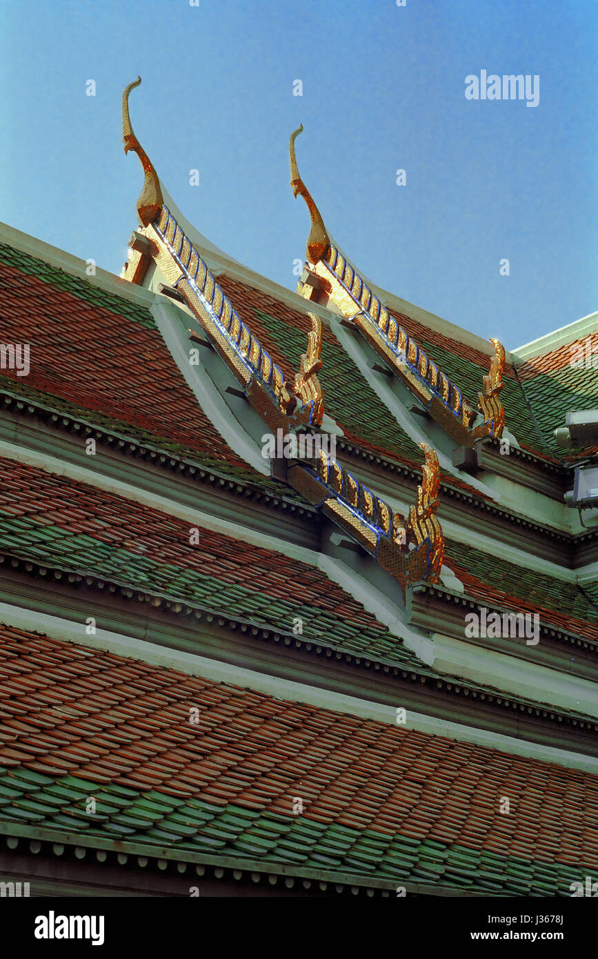 Roof detail, Phra Maha Monthian, Royal Palace, Bangkok, Thailand Stock Photo