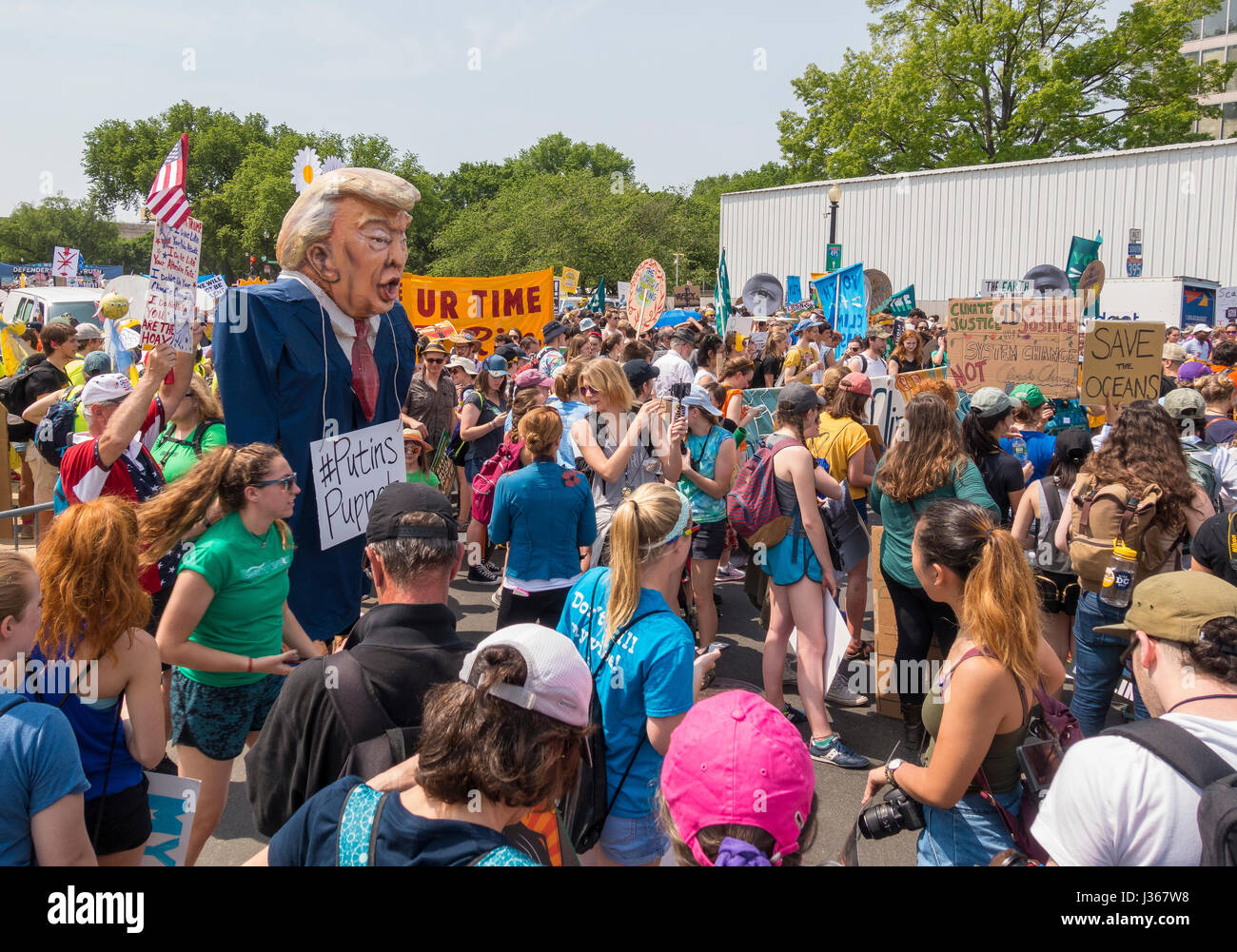 WASHINGTON, DC, USA - Climate March demonstrators protest. Stock Photo