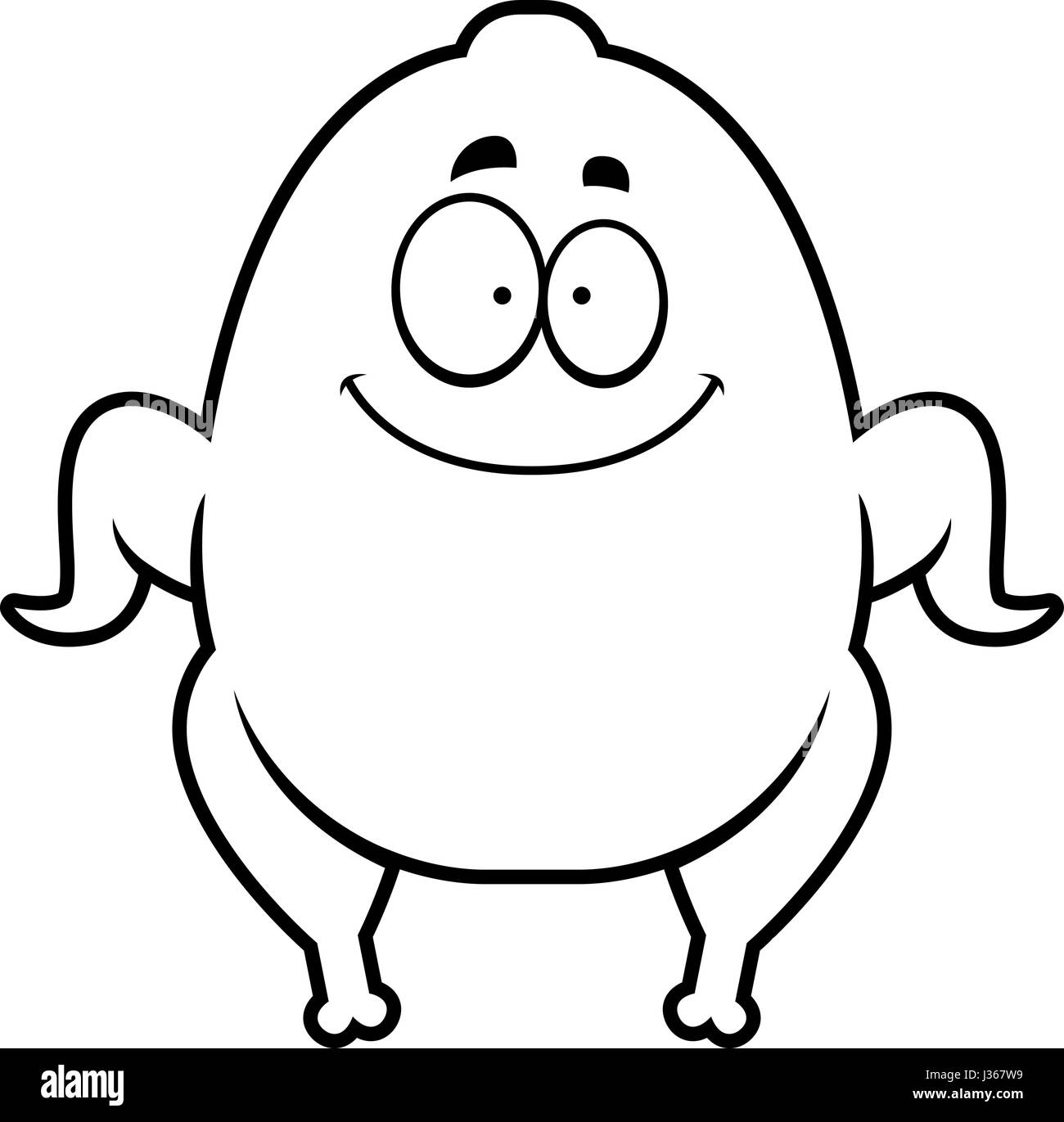 A cartoon illustration of a Thanksgiving turkey smiling. Stock Vector