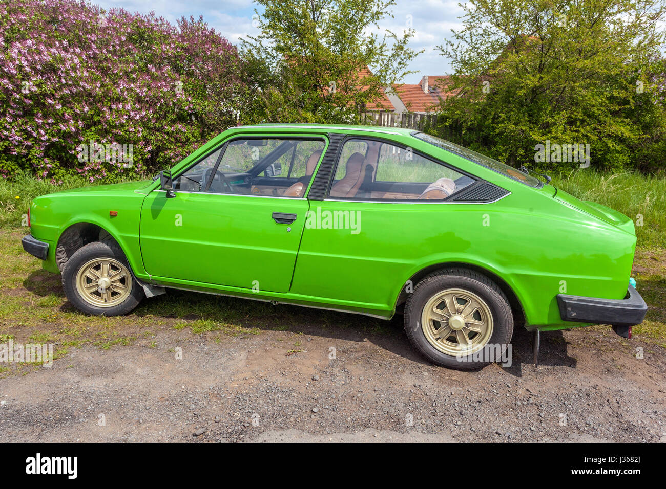 Skoda 130 Rapid, Veteran car in Czech vilage, Czech Republic, Europe Stock Photo