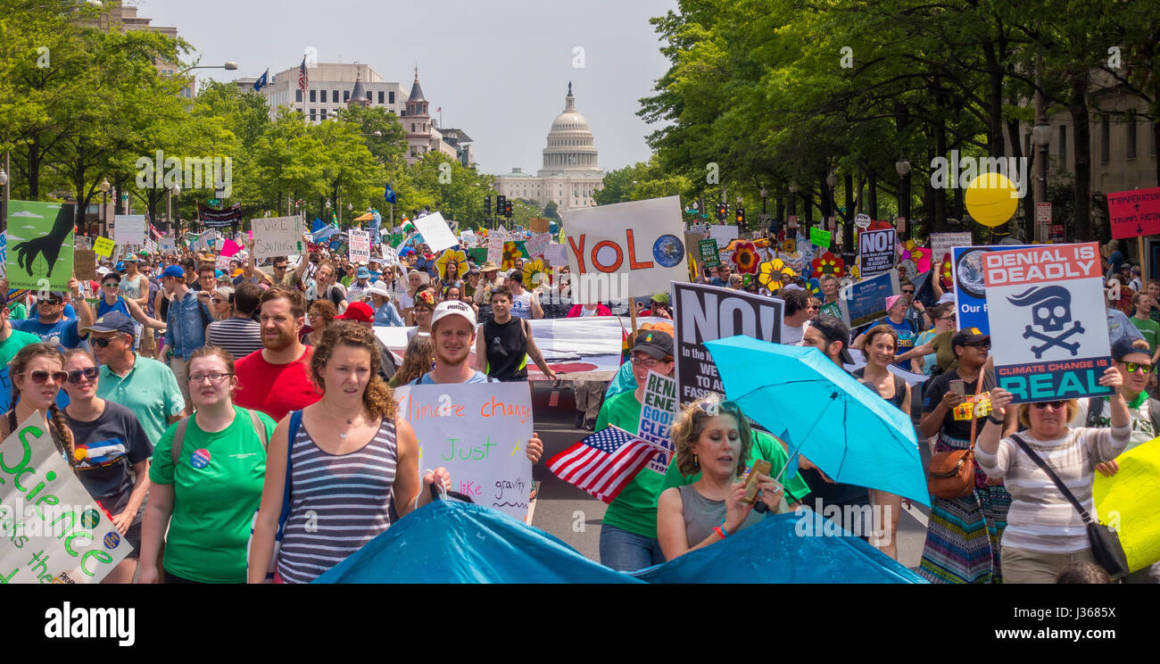 WASHINGTON, DC, USA - Climate March demonstrators protest. Stock Photo