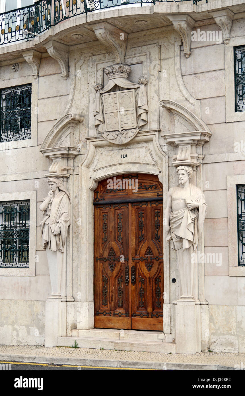 Elaborate Main door to the Office of the Procurodoria Geral da Republica, Attorney General’s office, Lisbon, Portugal, Stock Photo