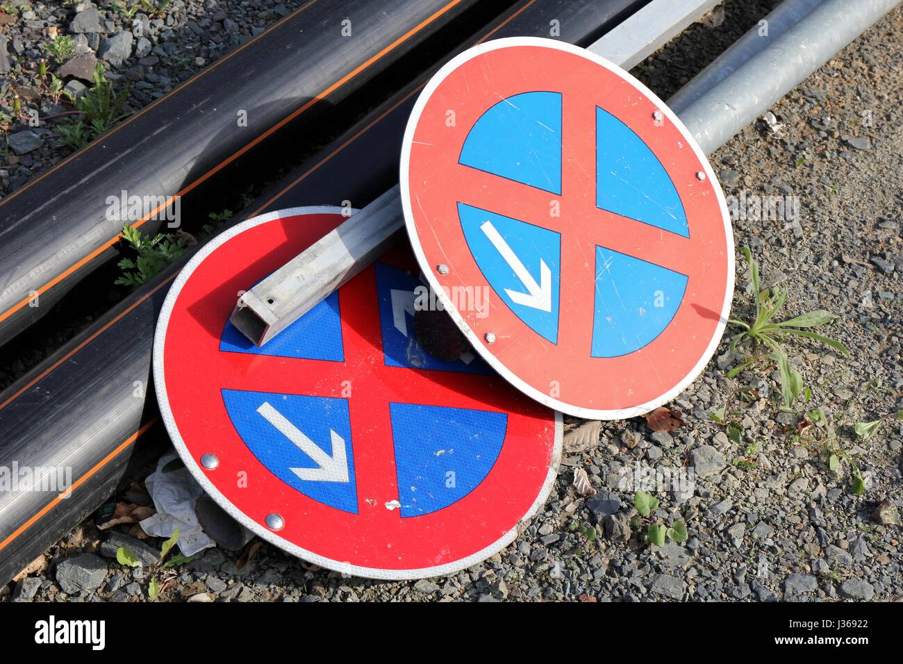 German road sign: no stopping Stock Photo