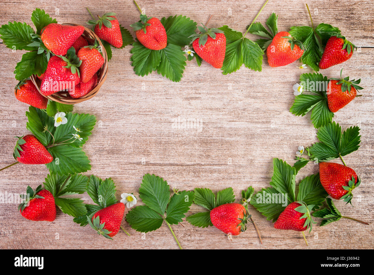 Strawberry bright background frame berries Stock Photo Alamy