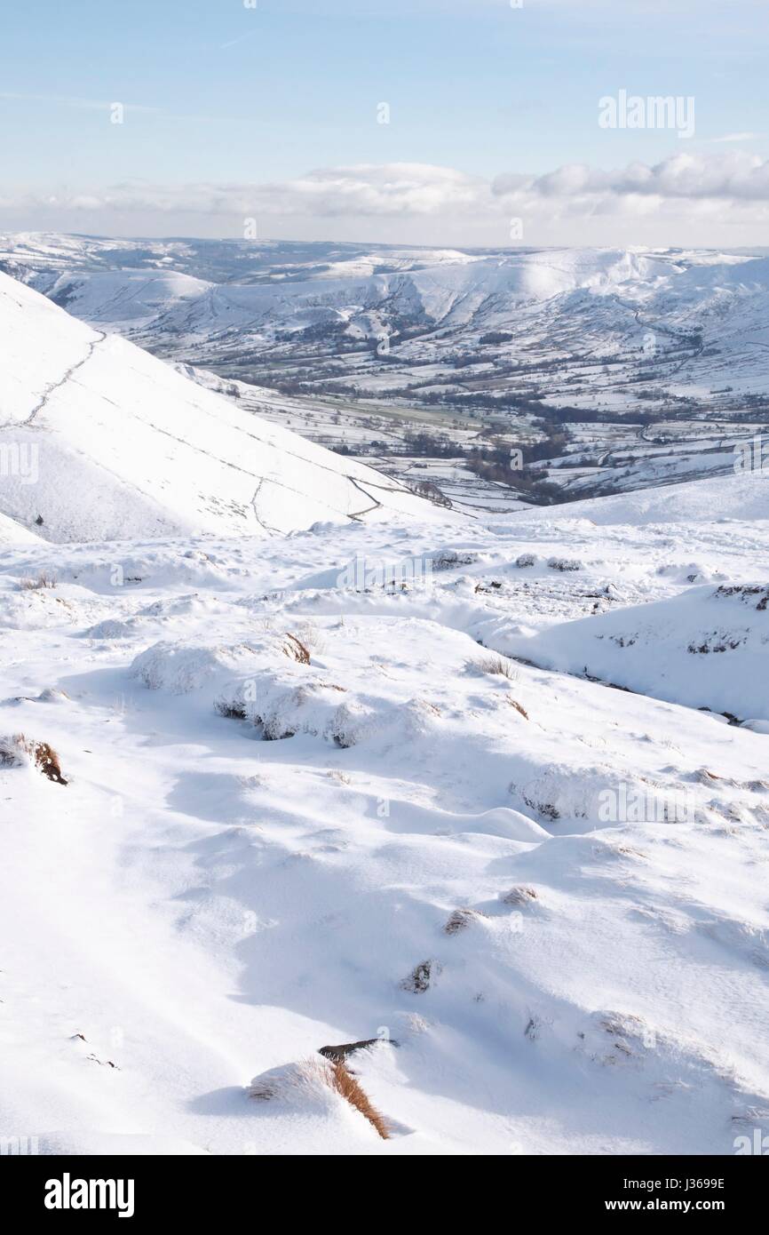 Snow covered valley in winter, Edale, Peak District, UK Stock Photo Alamy