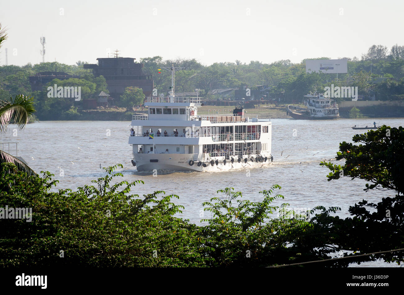 Ferry crossing Yangon river, Yangon, Myanmar Stock Photo