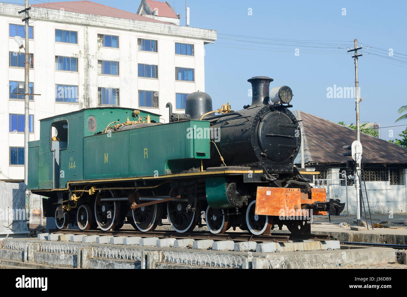 Steam engine at Yangon railway station, Myanmar Stock Photo - Alamy