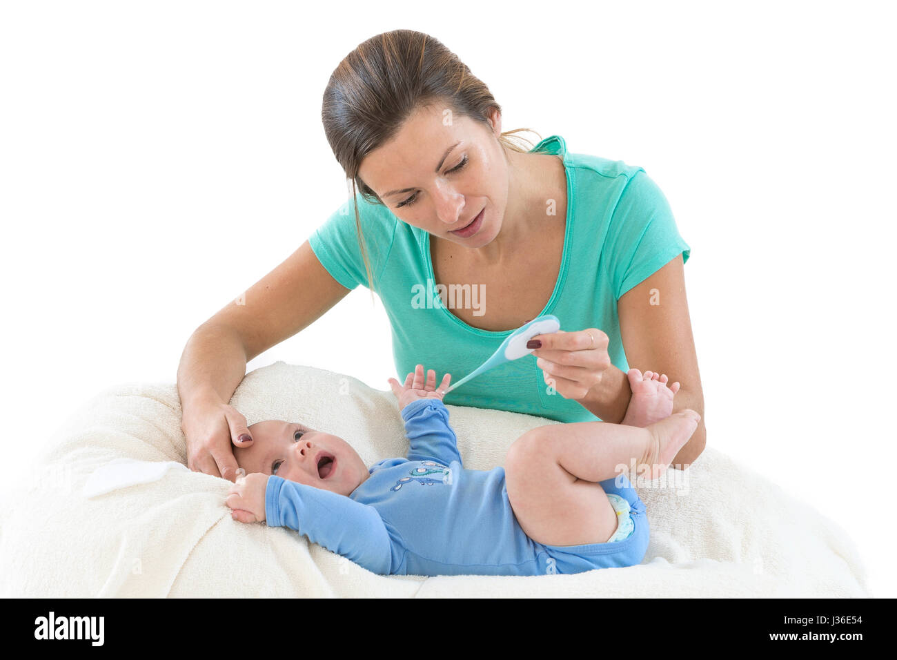 Mother taking baby temperature hires stock photography and images Alamy