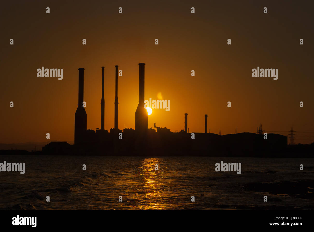 Dhekelia power station at sunset. Cyprus Stock Photo Alamy