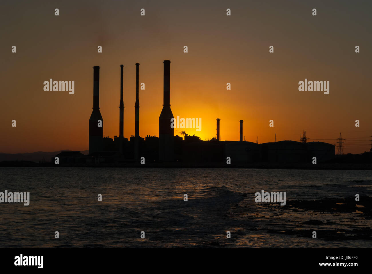 Dhekelia power station at sunset. Cyprus Stock Photo Alamy