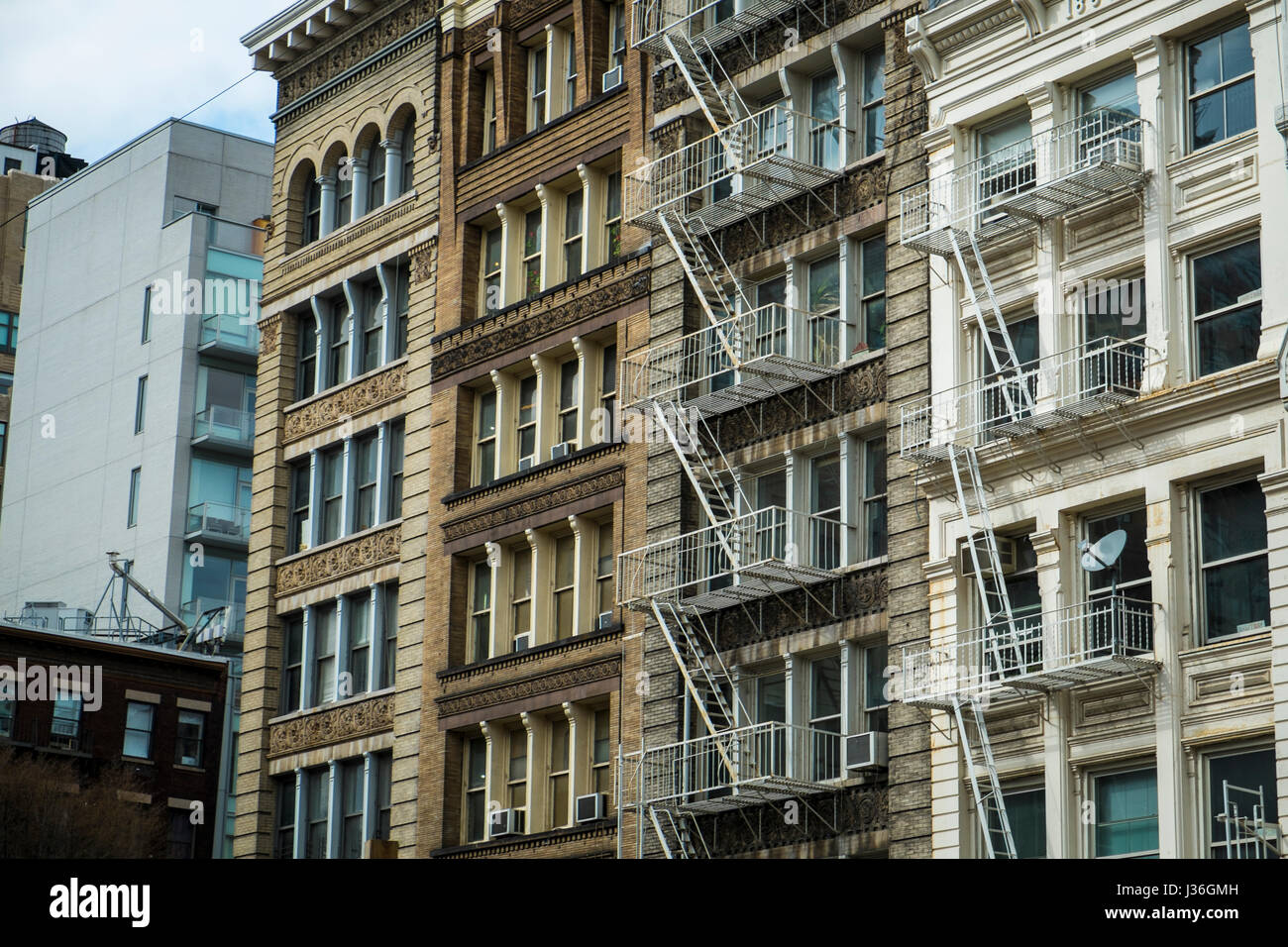 Historic cast iron buildings in New York City's Soho District Stock Photo