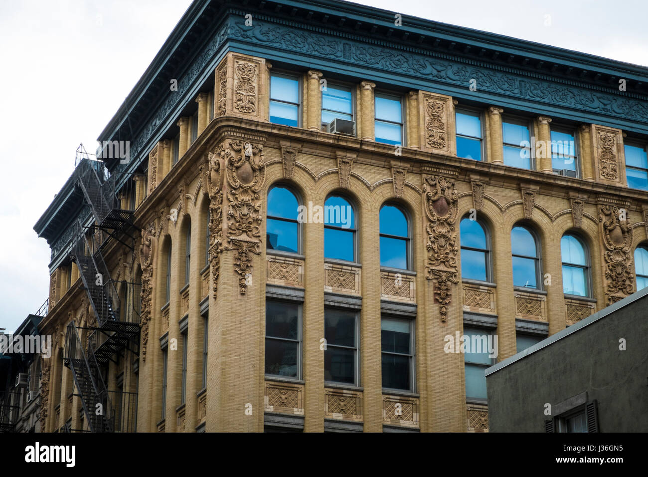 Historic cast iron buildings in New York City's Soho District Stock