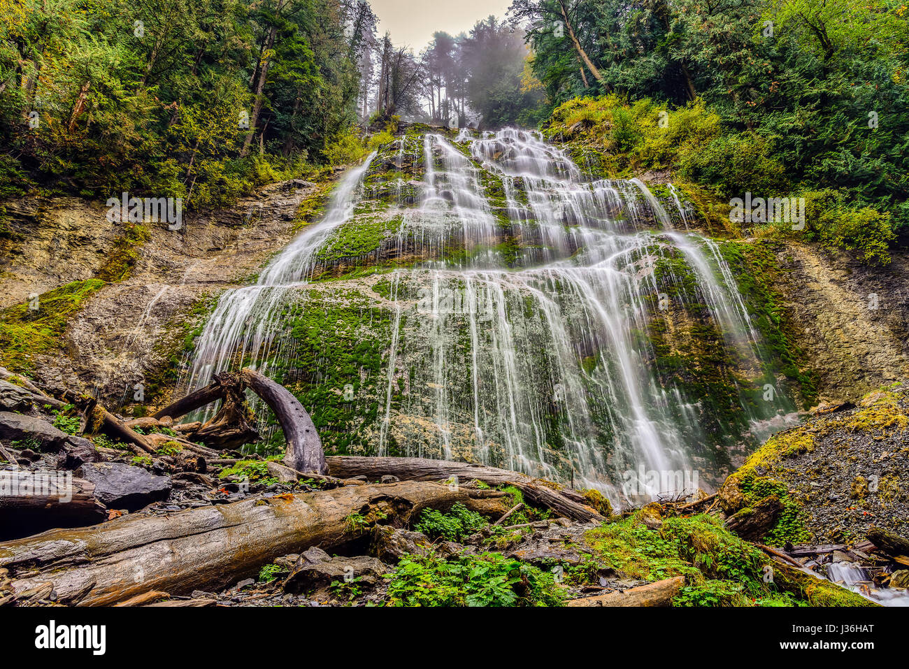 Beautiful Bridal Veil Falls Provincial Park in British Columbia at autumn, Canada Stock Photo