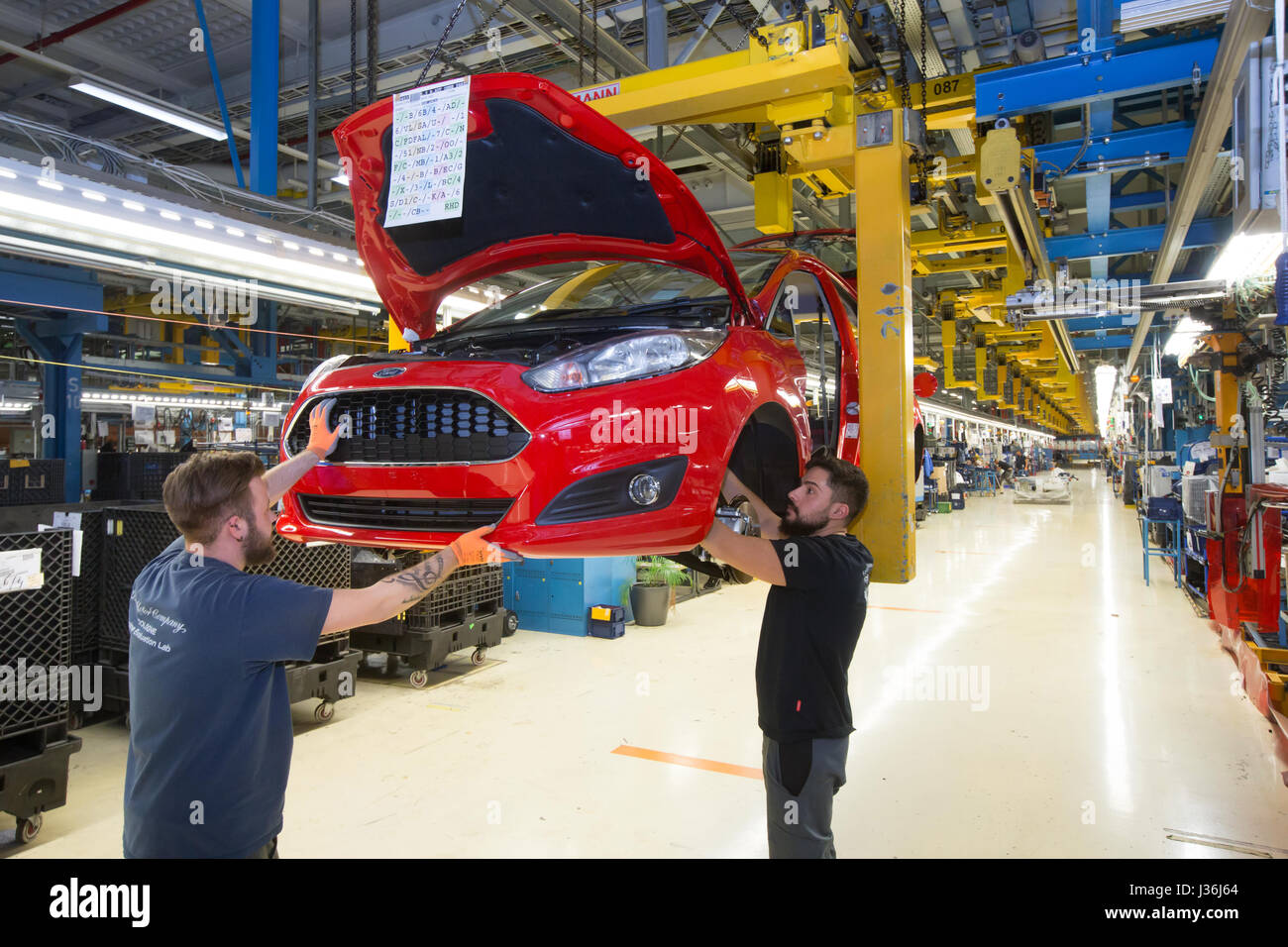 Production of a Ford FIESTA car on the assembly line. Ford plant in  Cologne, Germany Stock Photo