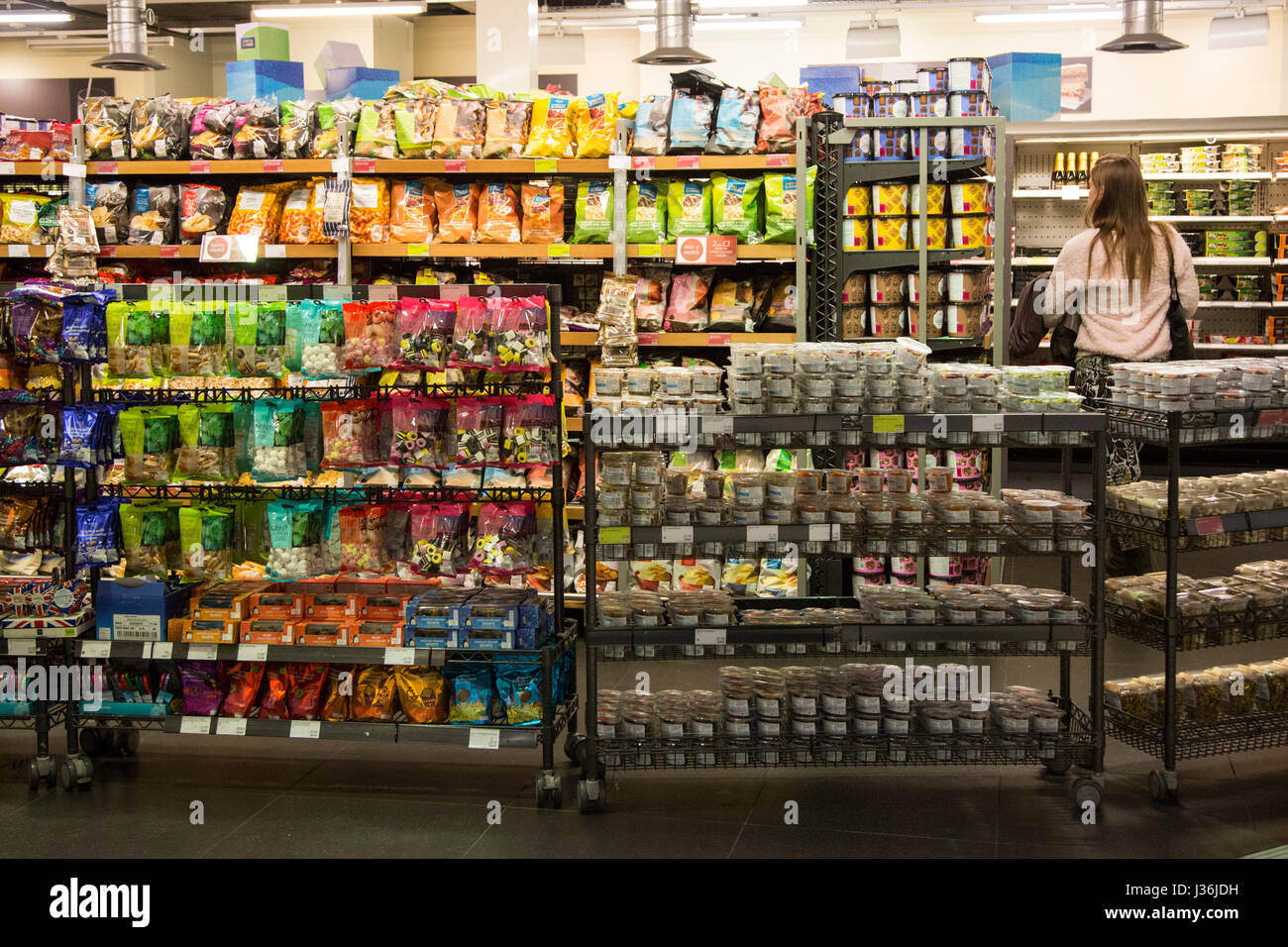 Interior view of a Marks & Spencer food store in London, England, United Kingdom. Stock Photo