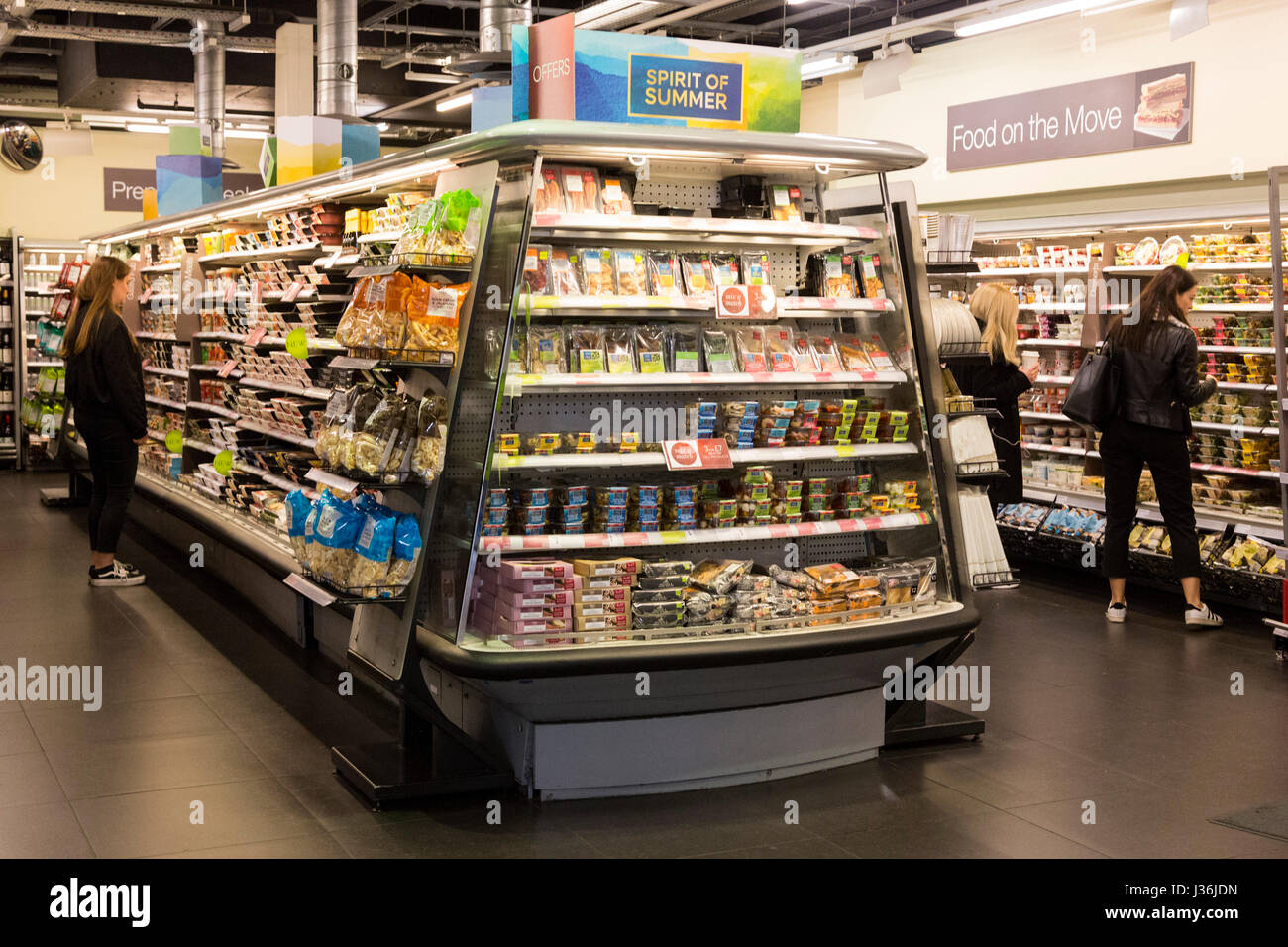 Interior view of a Marks & Spencer food store in London, England