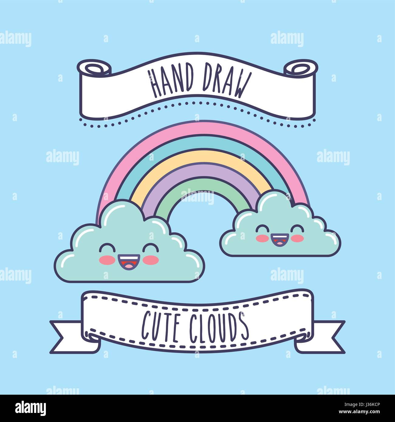 Cute rainbow clouds clip art hi-res stock photography and images - Alamy