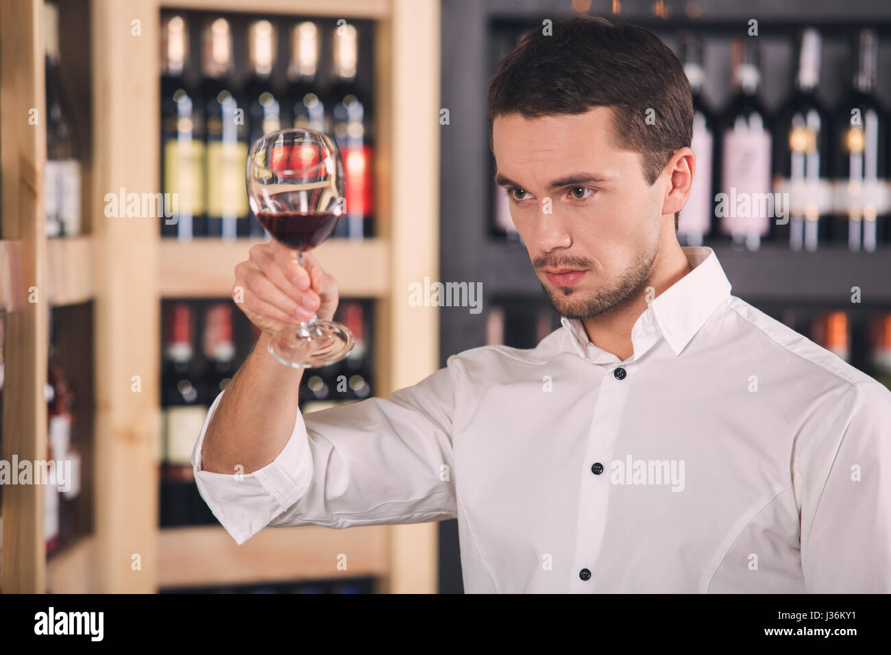 Somellier Wine Business Alcohol Drink Store Concept Stock Photo Alamy
