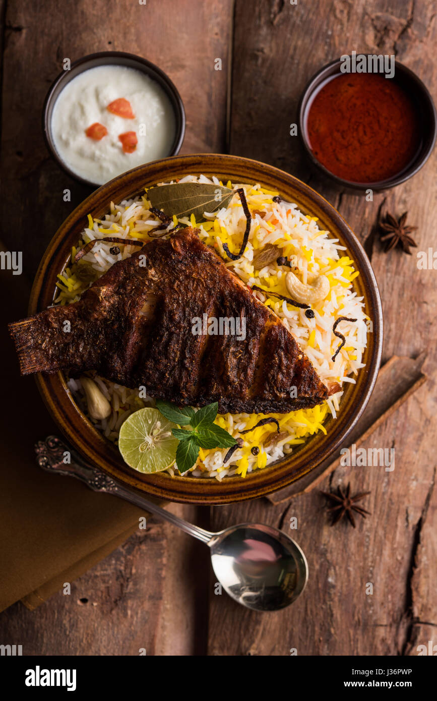 Fish Biryani or fish Rice - Popular Indian non-vegetarian recipe made ...