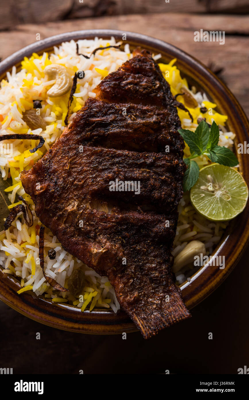 Fish Biryani or fish Rice - Popular Indian non-vegetarian recipe made ...