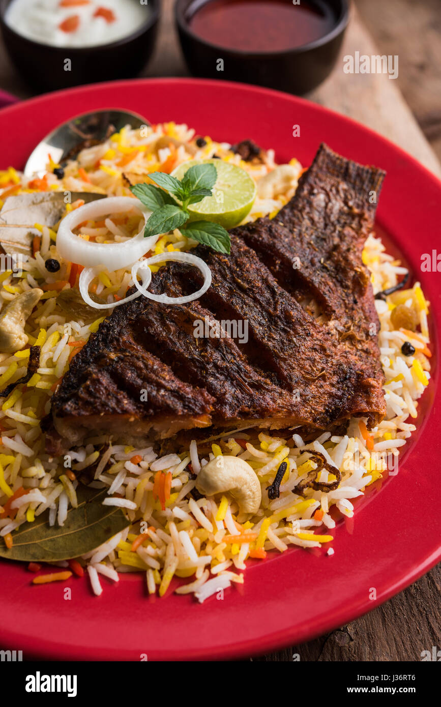 Fish Biryani or fish Rice - Popular Indian non-vegetarian recipe made ...