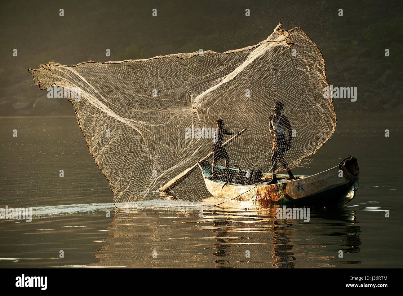 Fishing in Papikondalu, Rajahmiundry, Andhra Pradesh, India Stock Photo