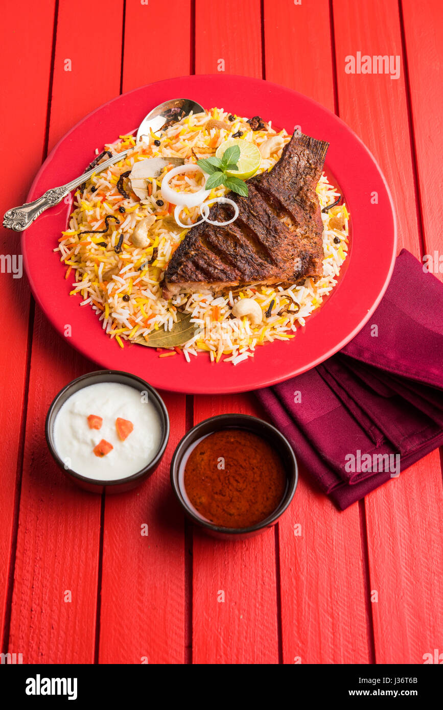 Fish Biryani or fish Rice - Popular Indian non-vegetarian recipe made ...