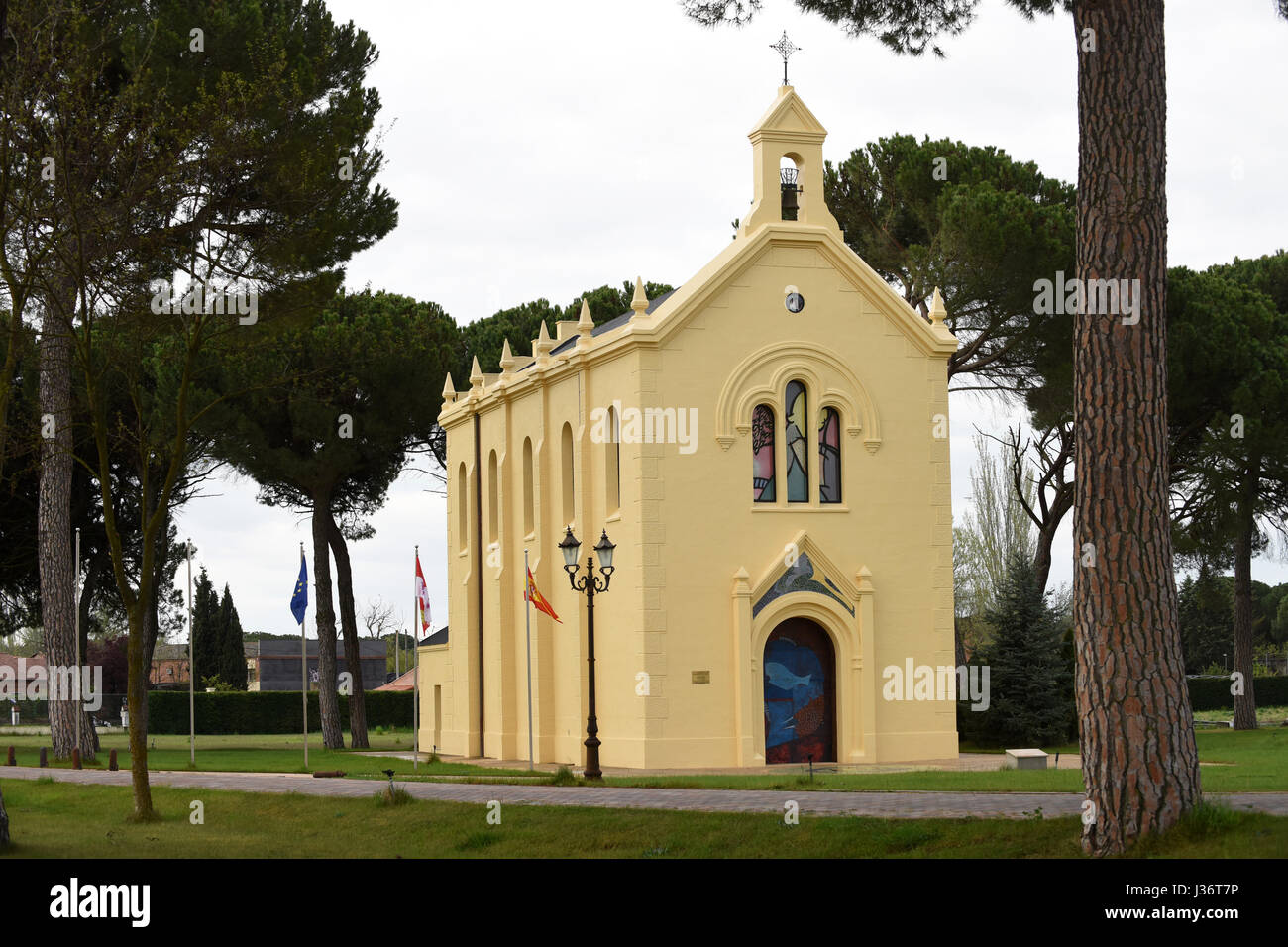 Millennium Chapel church in the grounds of Balneario Palacio de las Salinas hotel and Spa near Medina del Campo in Spain Stock Photo