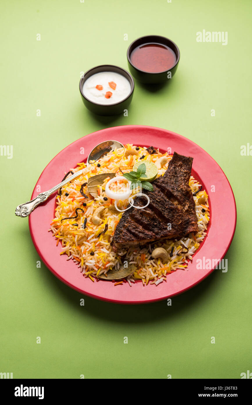 Fish Biryani or fish Rice - Popular Indian non-vegetarian recipe made ...