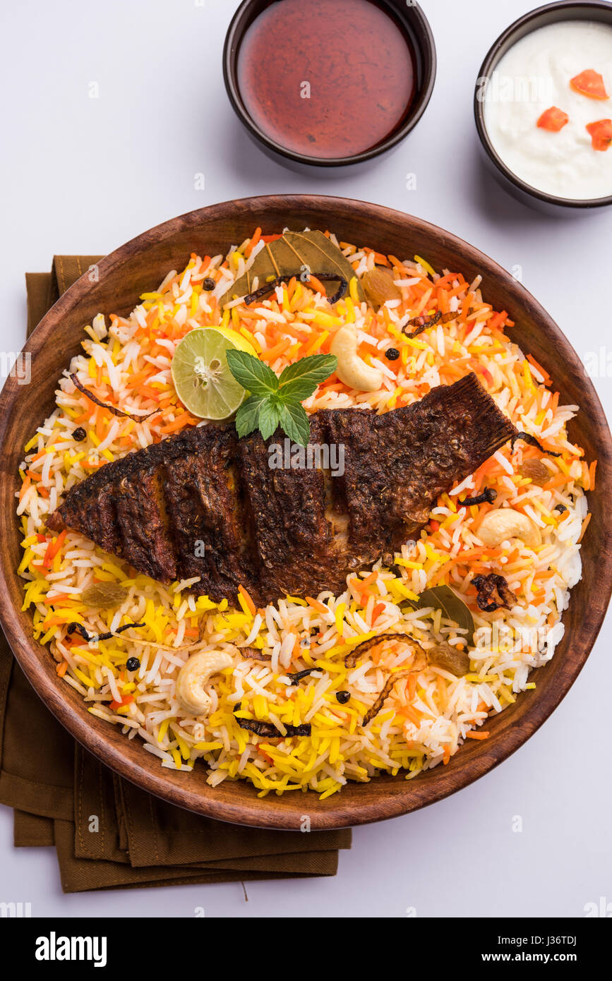 Fish Biryani or fish Rice - Popular Indian non-vegetarian recipe made ...