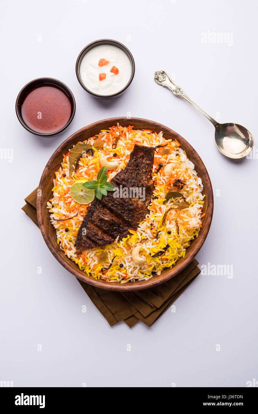 Fish Biryani or fish Rice - Popular Indian non-vegetarian recipe made ...