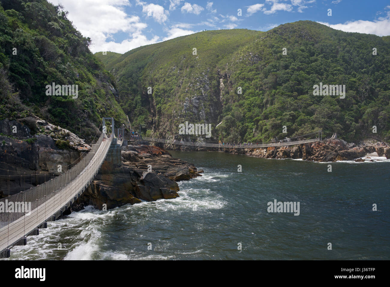 Suspension bridges Storms River Mouth Tsitsikamma National Park Garden Route South Africa Stock