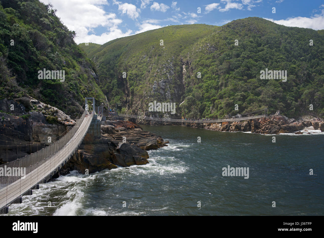 Suspension bridges Storms River Mouth Tsitsikamma National Park Garden Route South Africa Stock Photo