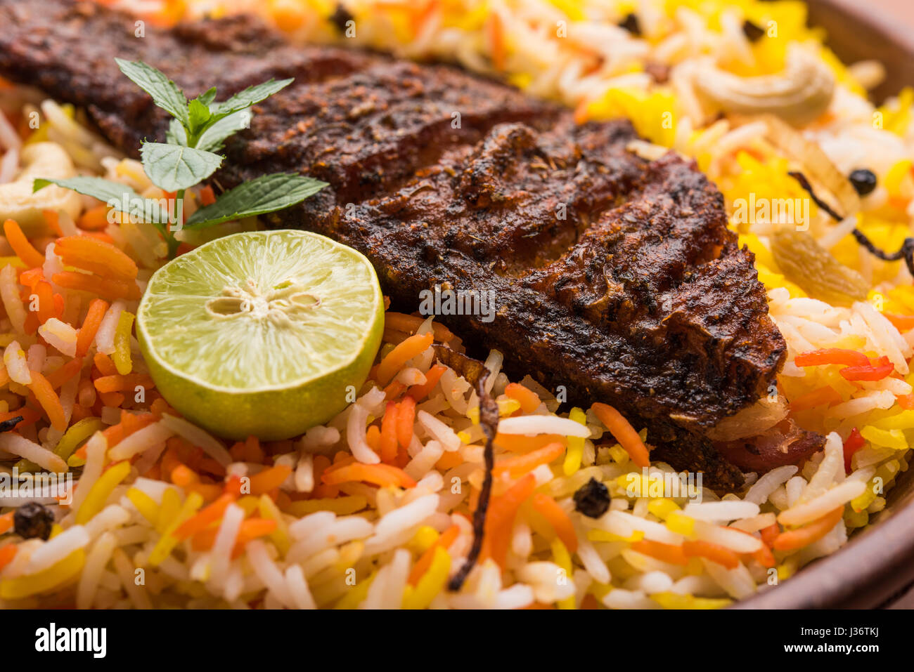 Fish Biryani or fish Rice Popular Indian nonvegetarian recipe made